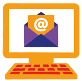 Computer with email symbol on screen