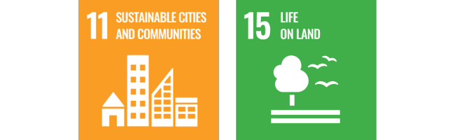 UN sustainable development goals: 11 - sustainable cities and communities and 15 - life on land