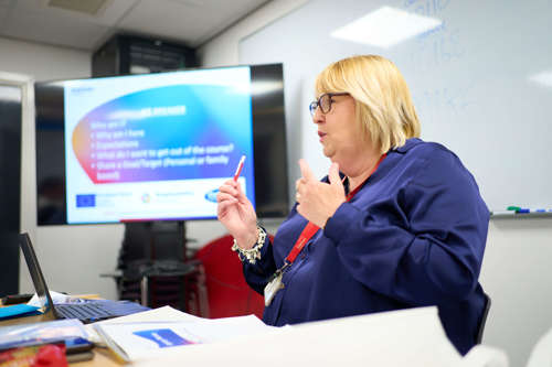 Money Matters Caseworker Joan leading the Money Works course